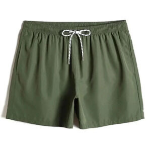 Army Green Vacation Style Men's Swim Trunks